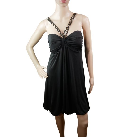 Co-me Como Black Gold Sleeveless Mini Dress Size Medium - Picture 11 of 11